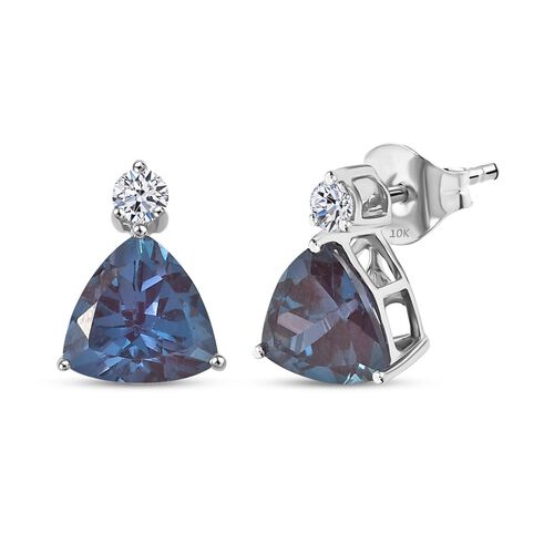 AAA Lab Grown Alexandrite, Lab Grown Diamant Ohrringe 417 Gold ca. 3,33 ct. image number 0