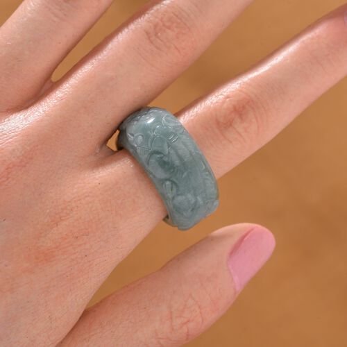 Natürlicher, geschnitzter Jade Ring - 60 ct. image number 1
