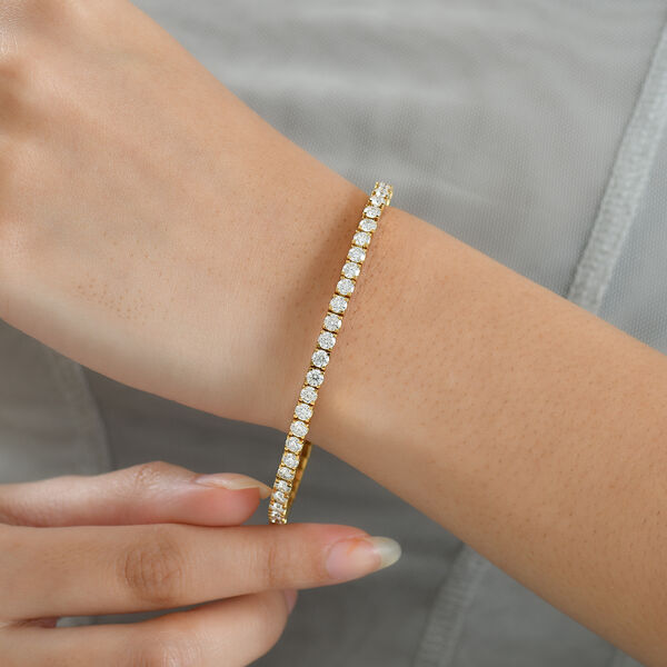 D'Joy Moissanit 18cm Armreif, Edelstahl und 925 Silber 750 Gelbgold Vermeil - 7,68 ct. image number 3