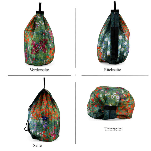 Faltbare Einkaufstasche mit Rei&szlig;verschlussfach 50 x 70 cm Gr&uuml;n Blumenmuster image number 4