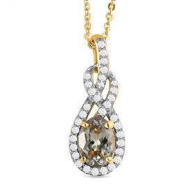 AAA Turkizit und weißer Zirkon-Anhänger mit Kette, 50 cm - 1,27 ct.