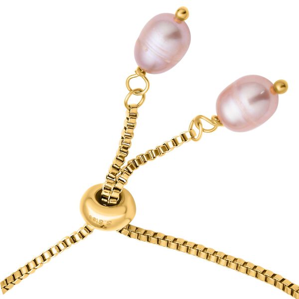 Mehrfarbiges S&uuml;&szlig;wasser Perlen-Armband, ca. 15.25 cm, Edelstahl goldfarben image number 4