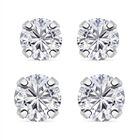 LUSTRO STELLA - 2er Set - Weißer Zirkonia Ohrringe, 925 Silber