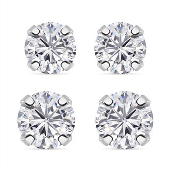 LUSTRO STELLA 2er-Set wei&szlig;e Zirkonia Ohrringe