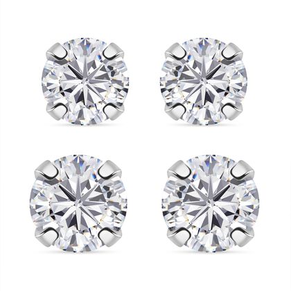 LUSTRO STELLA - 2er Set - Wei&szlig;er Zirkonia Ohrringe, 925 Silber