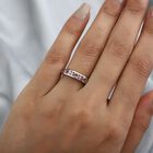 Rosa Turmalin und Zirkon Band Ring 925 Silber Platin-Überzug image number 2