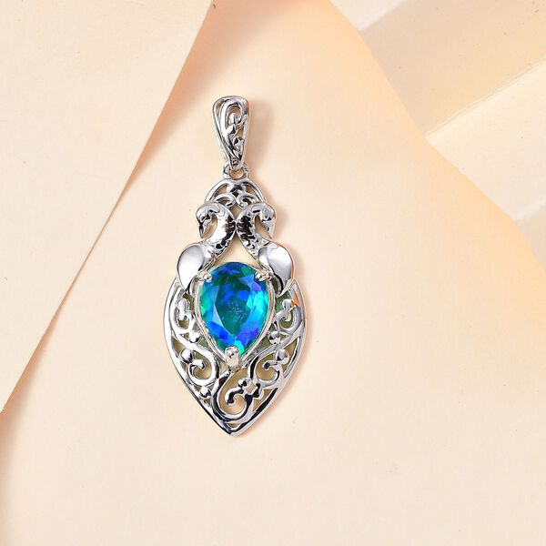 Pfau Quarz Triplette Anh&auml;nger 925 Silber platiniert ca. 2,00 ct. image number 2