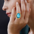 Blauer Kristall Ring, Reiner Edelstahl emailliert (Größe 17.00) image number 2