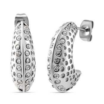 Wei&szlig;er Kristall Ohrringe Reiner Edelstahl