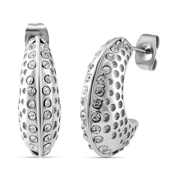 Wei&szlig;er Kristall Ohrringe Reiner Edelstahl