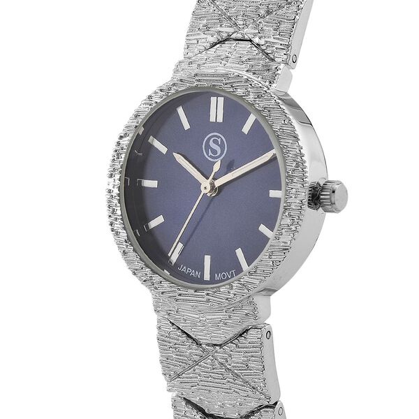 STRADA - Japanisches Uhrwerk, Marineblau Zifferblatt mit goldplattiertem Alloy Armband, 20 cm image number 3