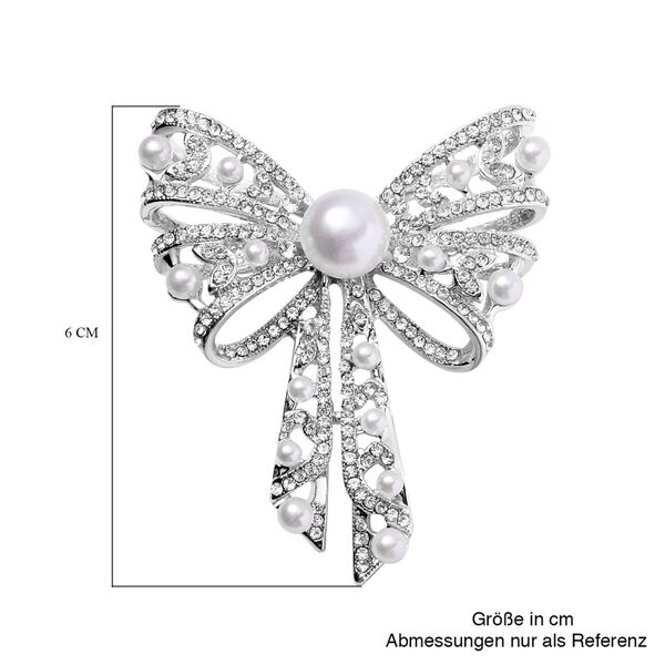Kunststoff Perle, Wei&szlig;er Kristall Brosche image number 5