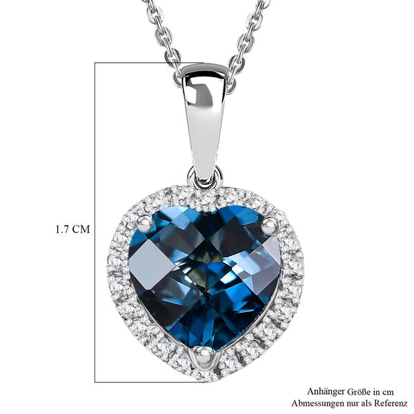 AA London Blau Topas, Wei&szlig;er Zirkon Schmuckset ca. 50 cm 925 Silber rhodiniert ca. 2.32 ct image number 5