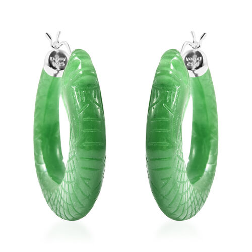 Grüne Jade Creolen, 925 Silber ca. 79.00 ct image number 0