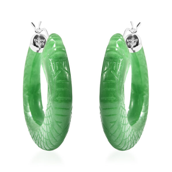 Grüne Jade Creolen, 925 Silber ca. 79.00 ct image number 0