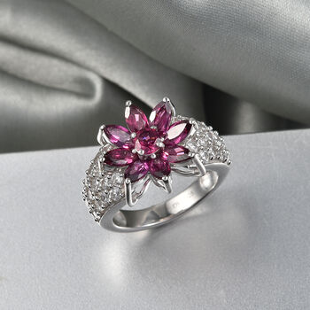 D'Joy AA nat&uuml;rlicher Rhodolith Granat und Zirkon Ring - 4,28 ct.