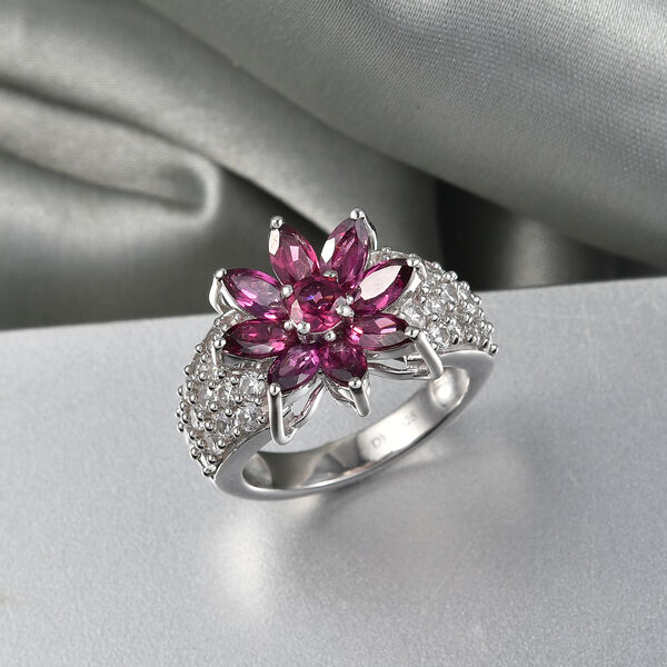 D'Joy AA nat&uuml;rlicher Rhodolith Granat und Zirkon Ring - 4,28 ct. image number 1
