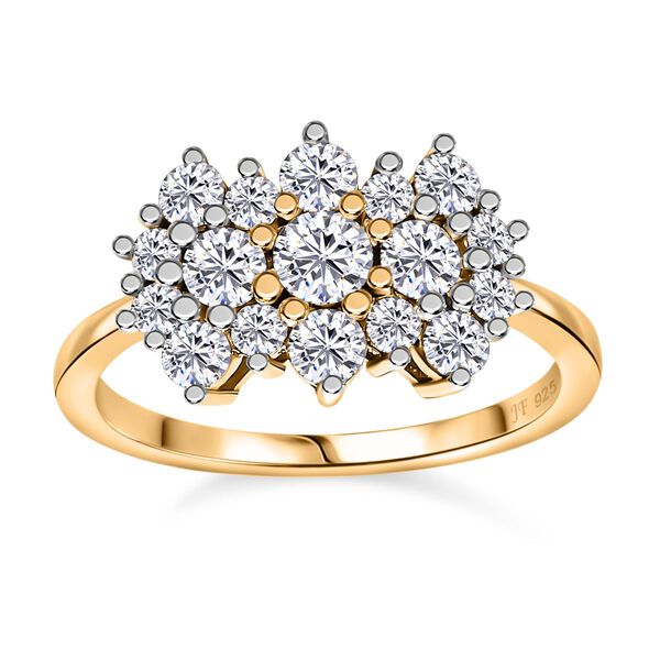 J Francis gefertigt mit SWAROVSKI- Swarovski Zirkonia Ring, 925 Silber 750 Gelbgold Vermeil image number 4