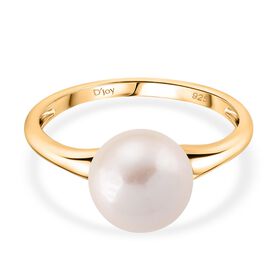 D'Joy Wei&szlig;e Edison Perle (12-13 mm) Ring 925 Silber vergoldet (Gr&ouml;&szlig;e 18.00)