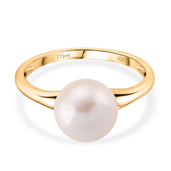 D'Joy Wei&szlig;e Edison Perle (12-13 mm) Ring 925 Silber vergoldet (Gr&ouml;&szlig;e 18.00) image number 0