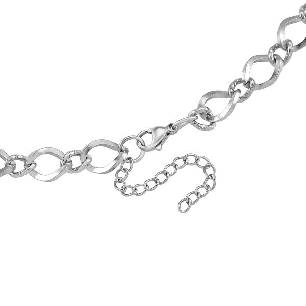 Gliederketten- und Herringbone-Design Halsketten-Set, Edelstahl, ca. 50 cm, silberfarben image number 5