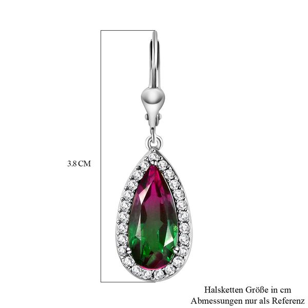 Wassermelonen-Quarz-Triplett und Zirkon-Halo-Ohrh&auml;nger in Silber image number 6