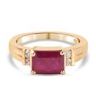 Afrikanischer Rubin (Fissure gefüllt) und Zirkon Ring 925 Silber vergoldet (Größe 16.00) ca. 2,64 ct