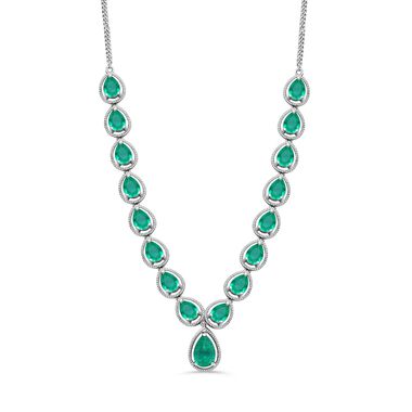 Smaragd Triplett Quarz Halskette, 45 cm - 26,10 ct.