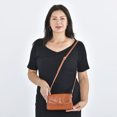 Crossbody Echtleder Handtasche, Schwarz image number 1