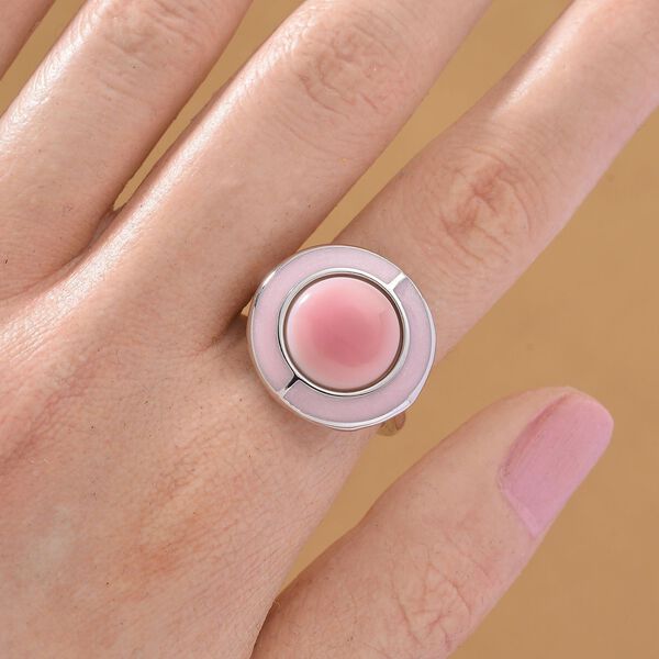 D'Joy Natürlicher Rosa Königsmuschel Perle (12 mm) Ring 925 Silber Zweifarbige Beschichtung (Größe 18.00) ca. 6.25 ct image number 2