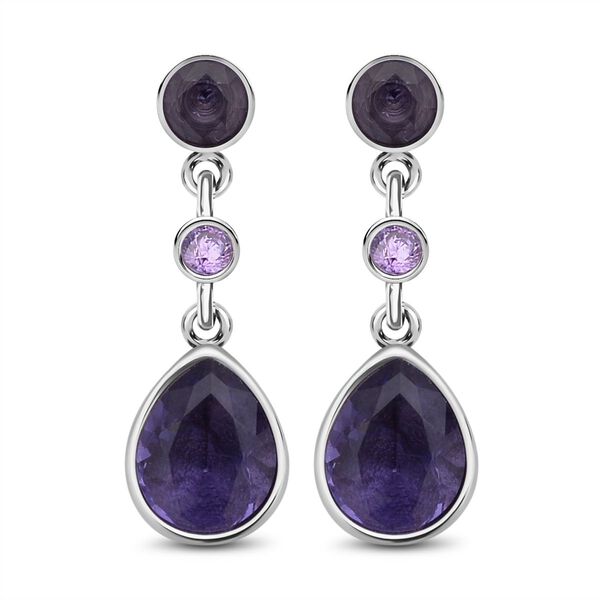 Lila Zirkonia Ohrringe, Edelstahl ca. 12,40 ct image number 0