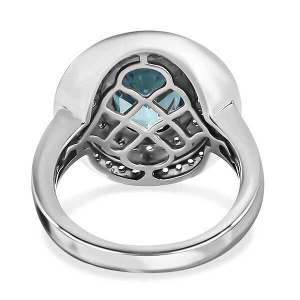 Kambodschanischer blauer und Wei&szlig;er Zirkon Ring 925 Silber platiniert  ca. 3,98 ct image number 6