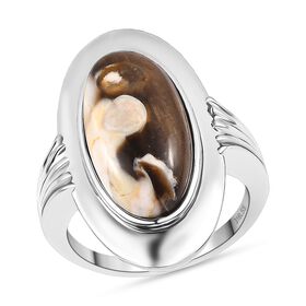 Erdnuss Holz Jaspis Ring Edelstahl (Größe 20.00) ca. 7,75 ct