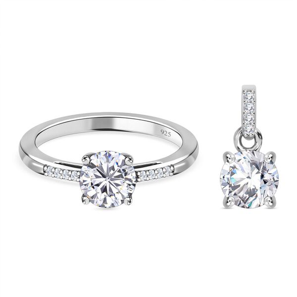 2er-Set- EF Moissanit Ring und Anhänger - 1,59 ct. image number 0