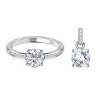 2er Set - Moissanit Ring und Anhänger, 925 Silber platiniert ca. 1.59 ct