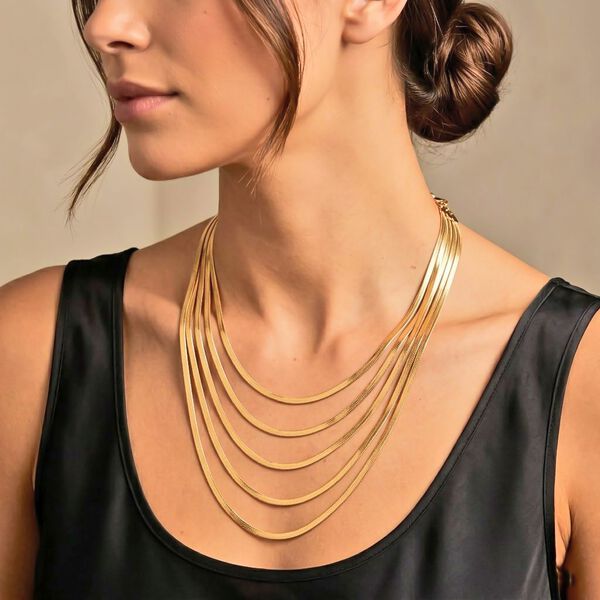 316L Edelstahl IP-Gelbbeschichtung Halskette ca. 42 cm ca. 23,00g image number 2