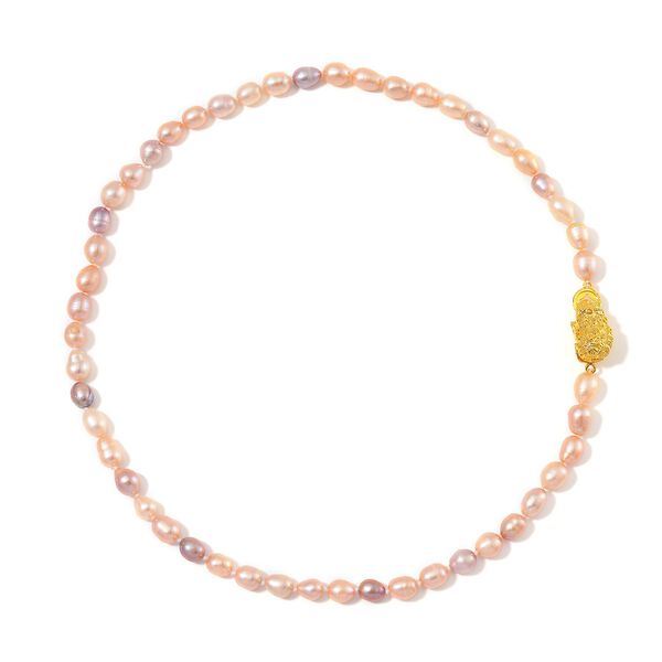 Mehrfarbige Süßwasser Perle Halskette ca. 50 cm Standard gelb vergoldet image number 2