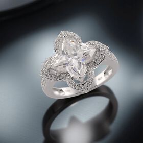 D'Joy Moissanit Ring 925 Silber rhodiniert (Größe 20.00) ca. 5,93 ct