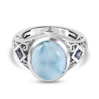 Larimar und Tansanit Solitär Ring 925 Silber Platin-Überzug image number 0