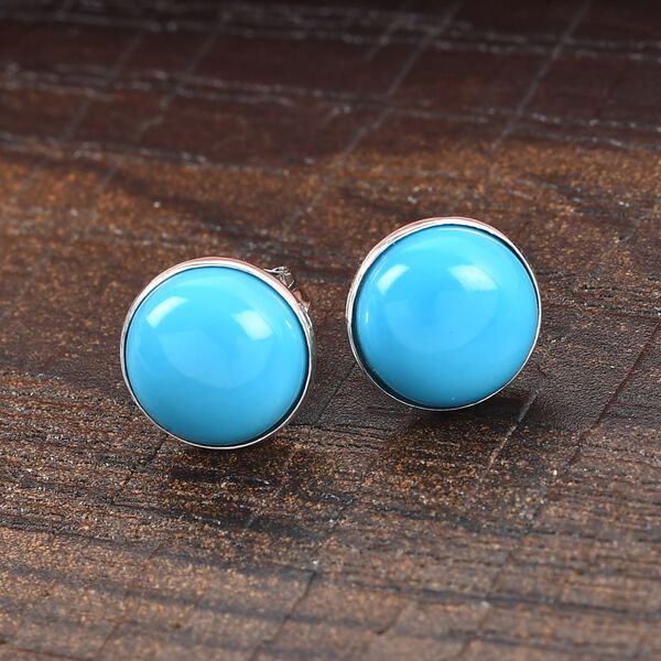 Natürliche Sleeping Beauty Türkis-Solitär-Ohrstecker in Silber image number 2