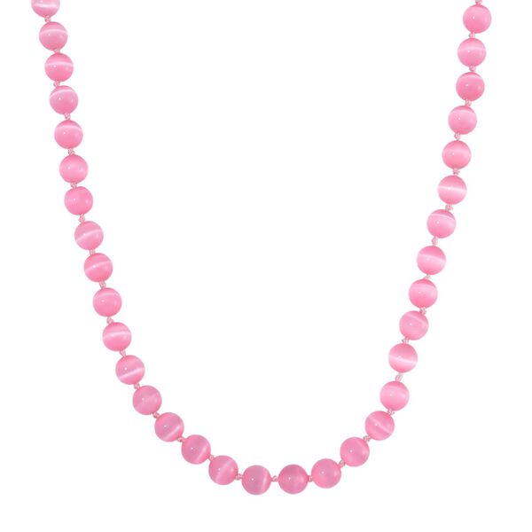 Rosa Katzenaugen Halskette mit Chatoyance-Effekt, 50 cm