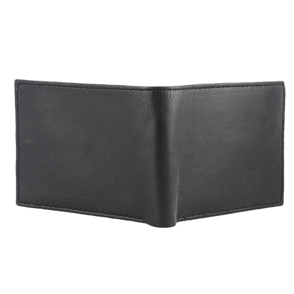 Klassische Bifold Herren-Geldbörse, 100% echtes Leder, RFID geschützt, schwarz image number 3