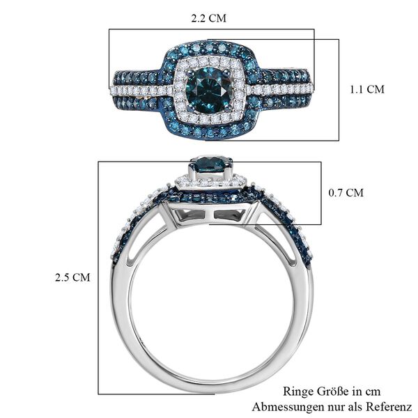D'Joy Blauer Diamant Ring 925 Silber rhodiniert (Größe 17.00) ca. 1,03 ct image number 6