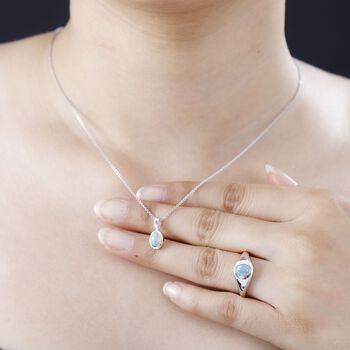 AA nat&uuml;rliches, &auml;thiopisches Welo Opal-Schmuckset, 925 Silber rhodiniert, 1,04 ct.