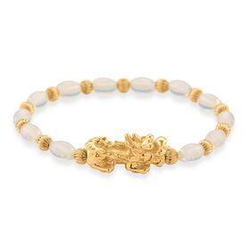 Opalite Pixiu Armband, flexibel, gelb vergoldet ca. 35.00 ct