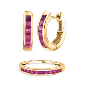 D'Joy AA burmesischer Rubin Ring und Ohrringe