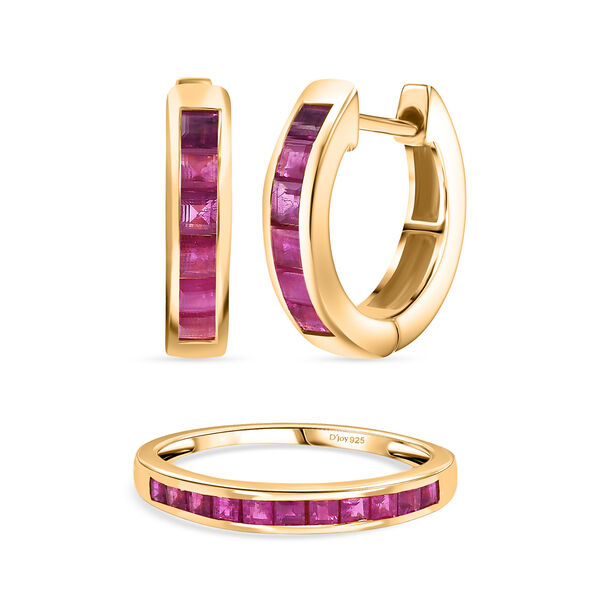 D'Joy AA burmesischer Rubin Ring und Ohrringe