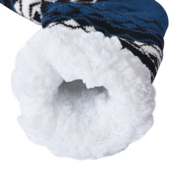 2er-Set - Rutschfeste Haussocken mit Sherpafutter, Wintermuster, Einheitsgröße, Blau und Koralle image number 4