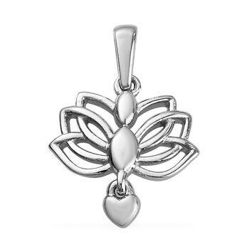 Lotusblume Yoga Herz Anh&auml;nger 925 Silber platiniert