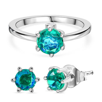 D'Joy Pfau Triplett Quarz und Zirkon Schmuckset, 925 Silber platiniert - 2,93 ct.